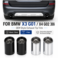 For BMW X3 G01 X4 G02 30i 2019-2022 Exhaust Tip 90mm Stainless Steel Muffler Tip Cover Black Silver OEM Look Exhaust Trim