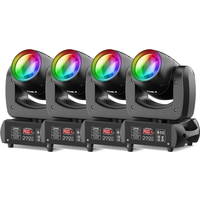 Yiflamefly 4 pièces 120W Projecteurs LED Beam Gobo à tête mobile 18 prismes DMX avec effet éblouissant pour mariage, fête, DJ, club