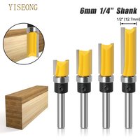 3PCS/4PCS 1/4" 6mm Shank Flush Trim Router Bit Blade Template Pattern Bit Bearing 1/2" Straight End Mill For Woodworking