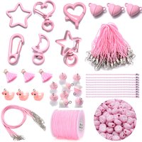 iYOE Pink Lobster Clasp Keychain Lanyard Cord Thread Jump Ring Star Heart Key Chain Connector For Jewelry Making Supplies