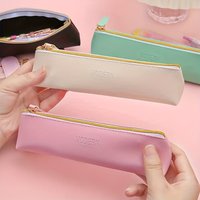 1Pc PU Leather Large Capacity Pencil Case, Multifunctional Stationery Storage Bag for Office Supplies, Student Organizer Pouch