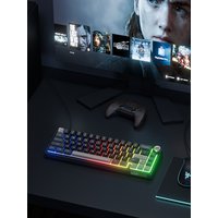 Royal Kludge RK R65 Brazilian Portuguese Mechanical Keyboard Gasket Wired Hot-swappable 66 Key 65% RGB Backlit Gamer Keyboard