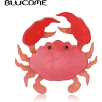 Blucome Acrylic Black Eye Red Crab Brooches For Women Kids Handmade Christmas Party Gifts Brooch Pins Hats Dress Accessory