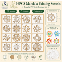 16pcs Reusable Mandala Stencils Painting Template Wall Painting,Stone Spray,DIY,Flower Hollow Template,Mandala Stencils