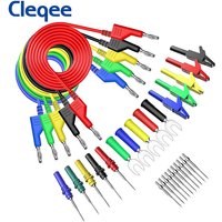 Cleqee P1036B series 4mm Banana to Banana Plug test lead Kit for Multimeter with Alligator Clip U-type & Puncture Test Probe Kit