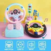 Eletric Steering Wheel Toy With Light Sound For Kids Early Education Portable Accelerator Pedal Traffic Light Driving Vocal Toys