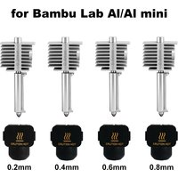 3D Printing Accessories A1/A1 Mini Integrated Nozzle Hotend Kit Stainless Steel 0.2/0.4/0.6/0.8mm For Bambu Lab A1/A1 mini