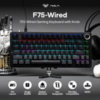 AULA F75 Wired Gaming Keyboard 75% ANSI US Layout Gasket Hot Swappable ABS Keycap RGB with Knob Esports Keyboard for Gamer Gifts