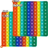 9x9 Multiplication 1-100 Counting Fidget Toys, Silicone Push Bubble Math Learning Numbers Educational Toy Gifts for Kids