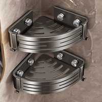 No-Drill Stick-on Suction Cup Bathroom Corner Rack Shampoo Storage Holder