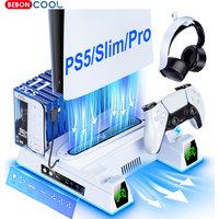 BEBONCOOL S8000 Cooling Stand Gamepad Charger For P5 2020/2023 Slim/2024 pro Digital/Disc Vertical 3-speed fan adjustment