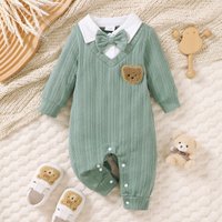 Baby Clothing Baby boy Bodysuit lapel Bow Spring and Autumn Long sleeved Bodysuit suitable for Male babies aged 0-18 Months