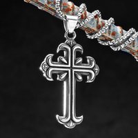Religion Carved Cross Stainless Steel Men Women Necklaces Pendants Chain Punk Gothic Trendy Jewelry Creativity Gift Wholesale