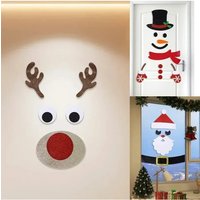 Christmas Door Stickers Decor Large Snowman Reindeer Santa Stickers for Refrigerator Wall Window Christmas Door Decorations