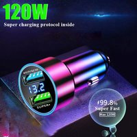 Dual USB Fast Charger Universal Car Phones Adapter Type-C 240W Fast Charging with Digital Display for IPhone Samsung Xiaomi17 15