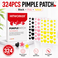 324PCS Heart Star Acne Patches Hydrocolloid Pimple Stickers Black Pink Yellow Blemish Cover Face Spot Care