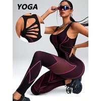 Women's Sports Yoga Jumpsuit Leisure Fitness Yoga Jumpsuit Yoga Training Suit Fitness Jumpsuit Splicing Color Fashionable