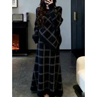 Elegant Lady Spring Fashion Korean Style Two-Piece Set Beautiful Cold Sensation Youthful OOTD Ensemble Winter Knitwear