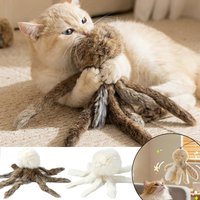 Cat Fluffy Plush Toy Faux Rabbit Fur Octopus Cat Teaser Toy Interactive Pet Toys for Cats Dogs Kitten Plush Fluffy Toy