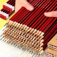 HB Wooden Pencils with Erasers - Red & Black Barrels for Writing Drawing and Sketching - Ideal for Students and Office Supplies