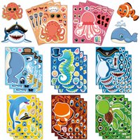 8 Sheets Stickers Kits for Make A Ocean Animals Worlds Stickers Scene Under The Sea Scene Sticker Shark Tropical Fish