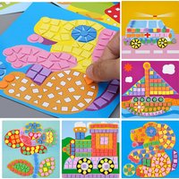 6/12pcs Mosaics Paintings DIY Foam Puzzles 3D EVA Sticker Airplane Car Spaceship Cat Dog Animal Cartoon Drawing Home Decor TMZ