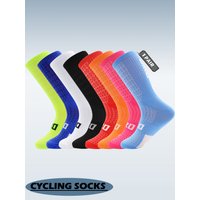 1 Pair Cycling Socks Compression Athletic Crew Running Socks Mens Womens Hiking Riding Bike Workout Climbing Sports