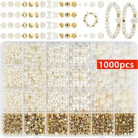1000pcs White Mixed Acrylic Pearl Polished Loose Beads Set Elegant For DIY Jewelry Decors Handmade Craft Jewelry Making Supplies