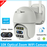 2022 New Arrival 10X Zoom Carecam Pro Dual Lens Night Vision Outdoor Wireless Security WiFi CCTV PTZ IP Camera