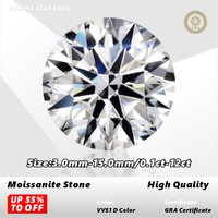 Moissanite Stone VVS1 D Color Round Cut 0.10ct-12.0ct Essential for Jewelry DIY Wholesale Loose stones Pass Tester with Report