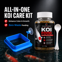 Koi Fish Food 150g High Protein Colour Enhancing Pellets Probiotics Square Floating Feeding Ring&Spoon Aquarium Pond Accessories