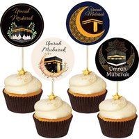 12/24pcs Umrah Mubarak Cupcake topper decoration, Hajj and Omra festival decoration, Muslim Eid Mubarak party supplies