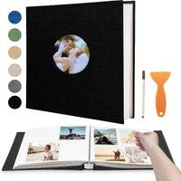Album Self-adhesive Scrapbook for 4ร6 5ร7 8ร10 photos DIY magnetic linen cover 40 pages Family wedding gift with metal pen and