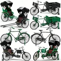 1:10 Classic Retro Alloy Bicycle Model Toys DIY Assemble Tricycle Jinrikisha Simulation Model Kit Hobby Collectibles Kids Toys