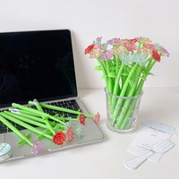 2pcs Creative Simulation Rose Ball Pen Student School Stationery 1.0mm Quick Drying Black Pen Core Neutral Pen Teacher Day Gift