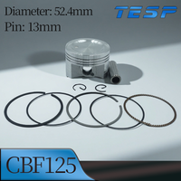 52.4mm Piston Kit with Rings for Honda CBF125 SDH125-51 WH125-7 WH125-8 13mm Wrist Pin Piston Assembly