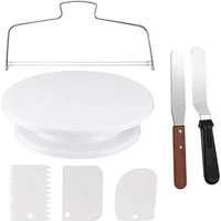 11Inch Cake Turntable Set Icing Smoother Cake Leveler DIY Cake Stand Cream Spatula Decorating Tools Rotary Table Pastry Supplies