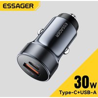 Essager 30W Car Fast Charger Quick Charge QC 3.0 USB Type-C Fast Charging Car Phone Charger For iPhone 16 Xiaomi Huawei Samsung
