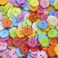 50-Pack Plum Blossom Buttons - Vibrant Mixed Color Plastic Flower Buttons for Sewing, Scrapbooking & DIY Crafts