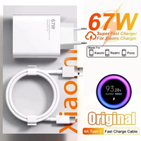 6A 67W Fast Wall Charger For Xiaomi 10 11 12 Lite 13 14 15 Redmi Note 11T 12T 13 Pro POCO Turbo Charge Type-C USB Charging Cable