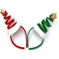 Spring Christmas Headband Fluffy Plush Bells Christmas Tree Hair Hoop Stars Santa's Hat Children Headwear Xmas Hair Accessories
