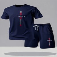 Men's Set New Fashion Sports Set Men's Sports Shirt Set Men's Round Neck Short Sleeve Shorts Sports Set 2-piece Set