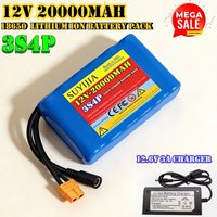 New 12V 20ah 40A BMS Orline Battery 18650 20000mAh Lithium Ion High Capacity Battery XT60 Dc5521 400W High Power Motorcycle Lamp
