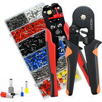 Hsc8 6-6 Hexagonal Tube Type Terminal Crimping Pliers + 3-in-1 Fully Automatic Wire Stripping Pliers Set 1200 Pieces Ve Cold-Press Terminals Complete Electrician Tool Set