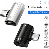 Type C Dual Port Audio Adapter To 3.5mm Jack Headphones Converter Charger 2 In 1 Dispenser Accessories For Samsung iPhone Xiaomi