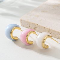 Stylish and simple geometric C-shaped jelly-colored resin stud earrings light luxury niche personality high-end commuter earring