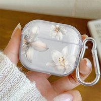 White Lily Flower Pattern Earphone Case for Airpods Pro3/Pro2/Pro Headphone Covers Airpods 4/3/2/1 Shockproof Protective Cover