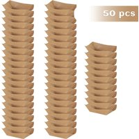 25/50Pcs Brown Kraft Paper Disposable Recyclable Eco-Friendly Food Serving Boats Take Out Food Trays Party Supplies for Fries