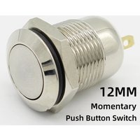 1pcs 12mm Waterproof Momentary Flat head Round Stainless Steel Metal Push Button Switch Car Start Horn Speaker Bell Self-reset