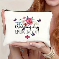 1PCS canvas wedding emergency bag, fashionable makeup bag, bridal party makeup bag, creative bridesmaid gift, wedding decoration